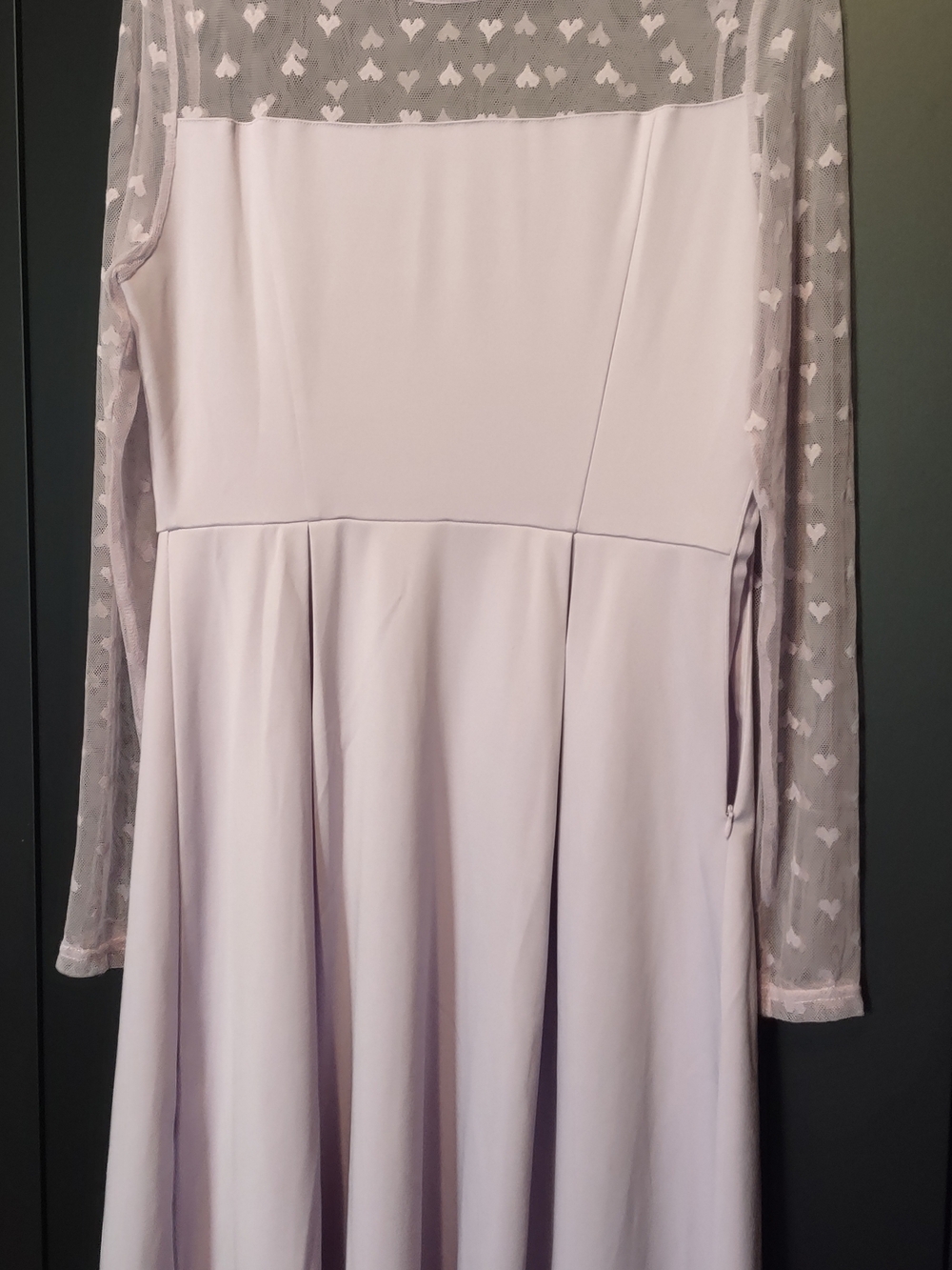 Allegra K Lavender Long Sleeve Mesh Panel Fit-and-Flare Dress